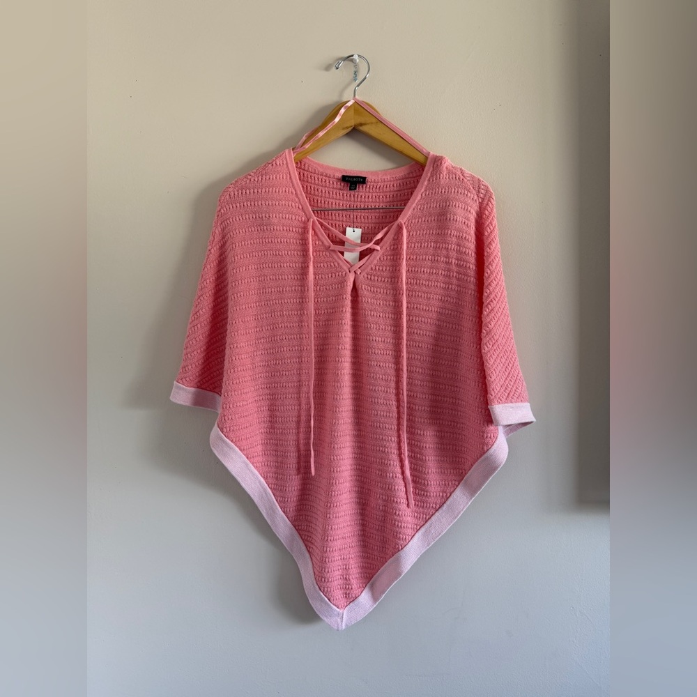 Talbots Pink Textured Knit Poncho Top | Lightweight Layering Sweater